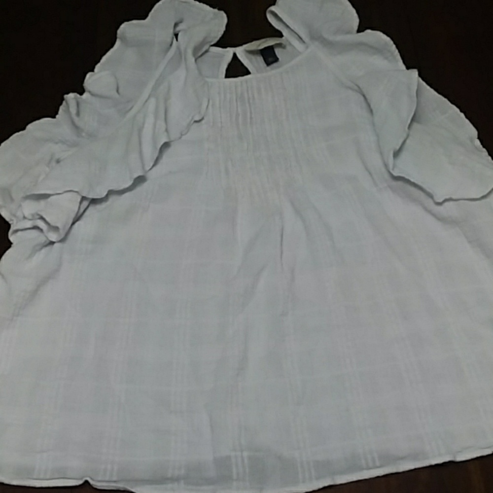Ruffle White Tank Top